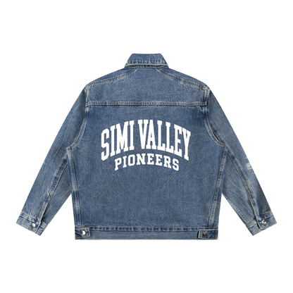 Basic 2 White Simi Valley Vintage Wash Zip Up Denim Jacket