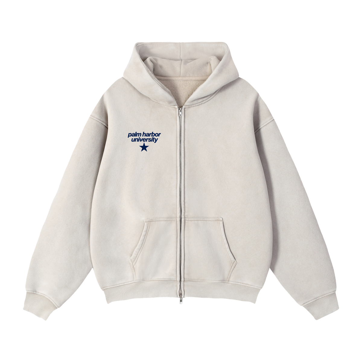Zip-Through Boxy Fleece Hoodie
