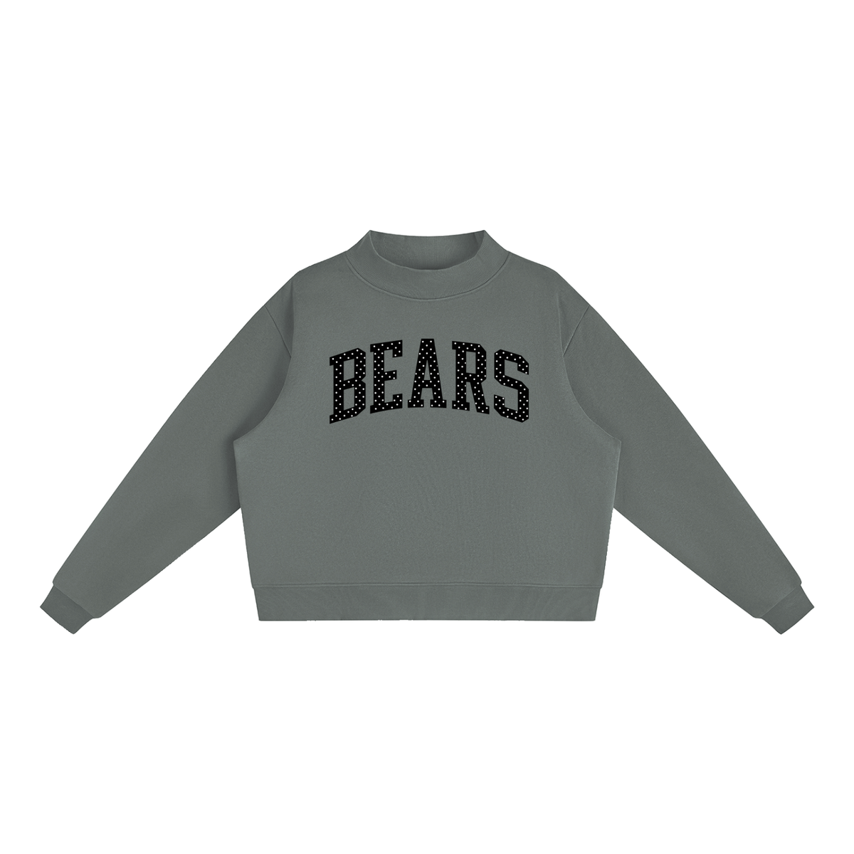 Black Bears Polka Essential Fleece Mock-Neck Crew Sweatshirt