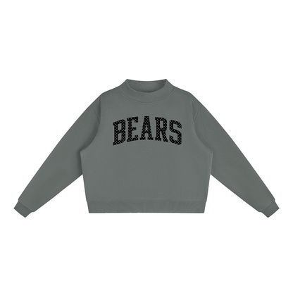 Black Bears Polka Essential Fleece Mock-Neck Crew Sweatshirt