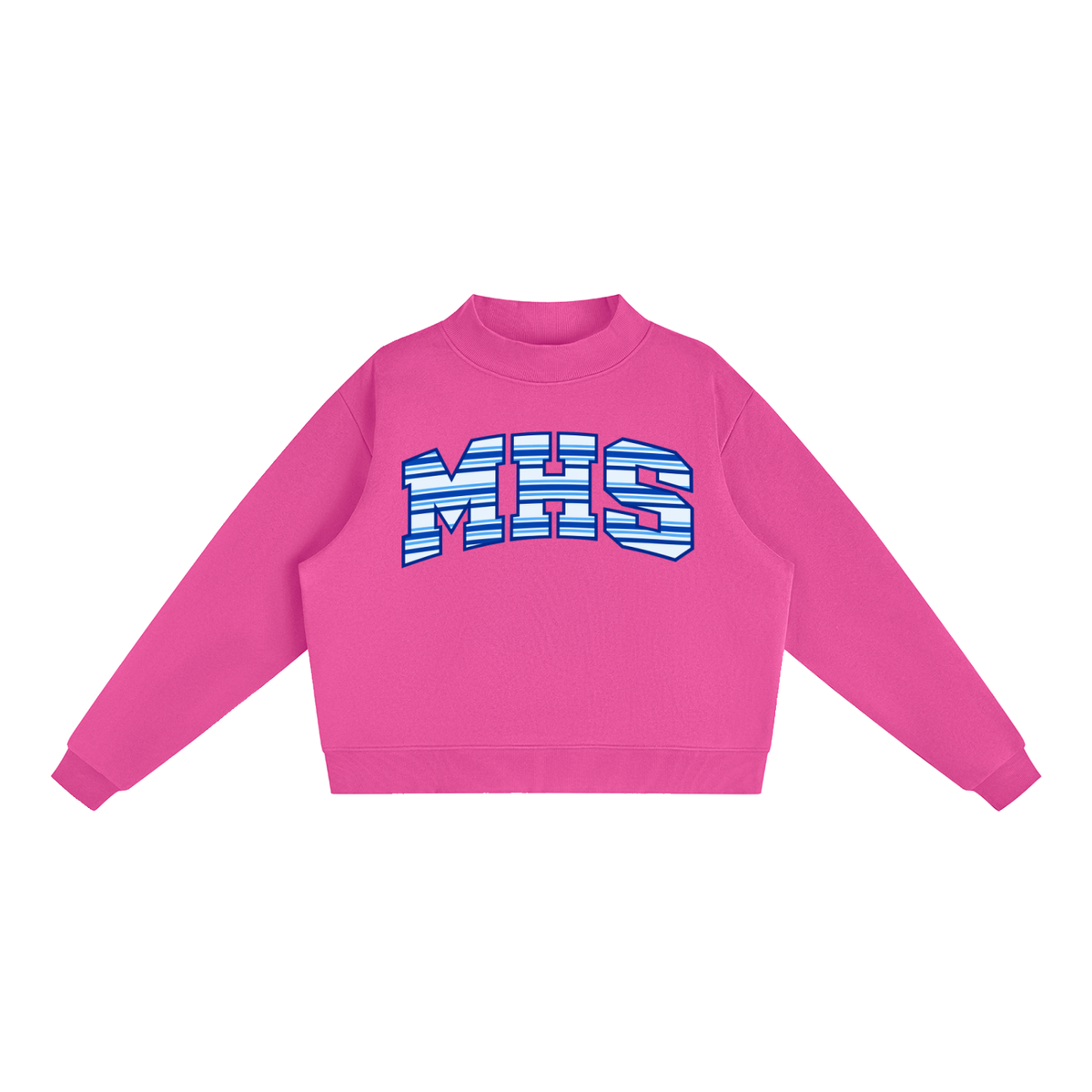 MHS Striped Essential Fleece Mock-Neck Crew Sweatshirt