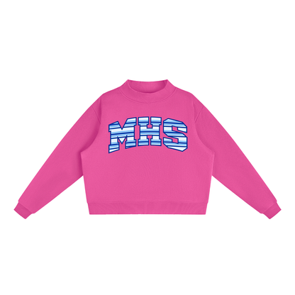 MHS Striped Essential Fleece Mock-Neck Crew Sweatshirt