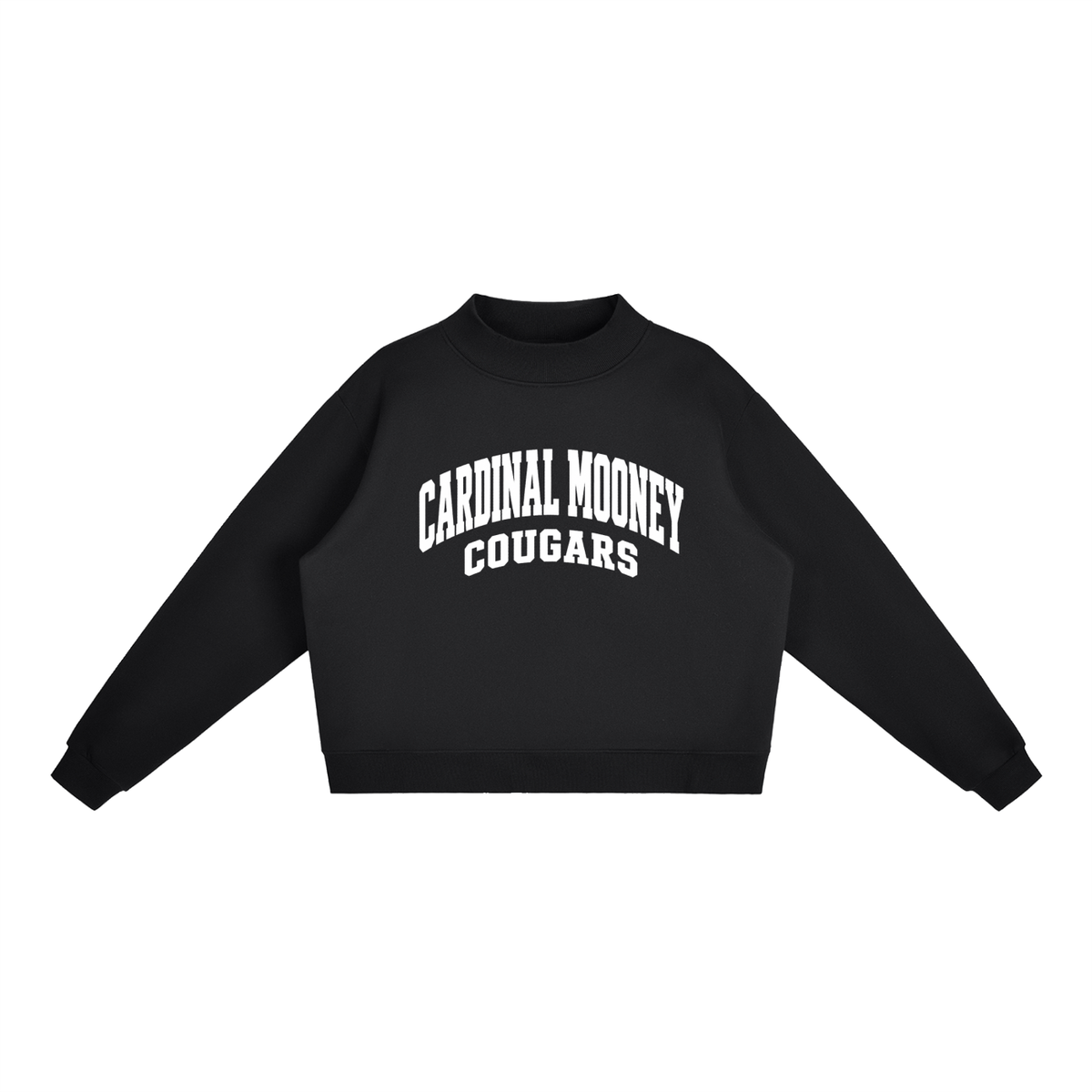 Basic 2 White Cardinal Mooney Essential Fleece Mock-Neck Crew Sweatshirt