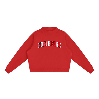 Gingham North Fork Essential Fleece Mock-Neck Crew Sweatshirt (printed)
