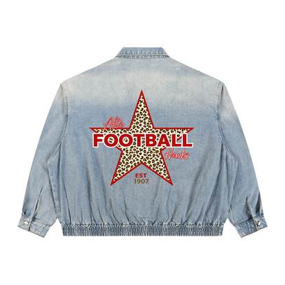 Unisex Vintage Wash Full-Zip Denim Jacket