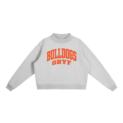 Basic 2 Green Bulldogs Essential Fleece Mock-Neck Crew Sweatshirt (printed)