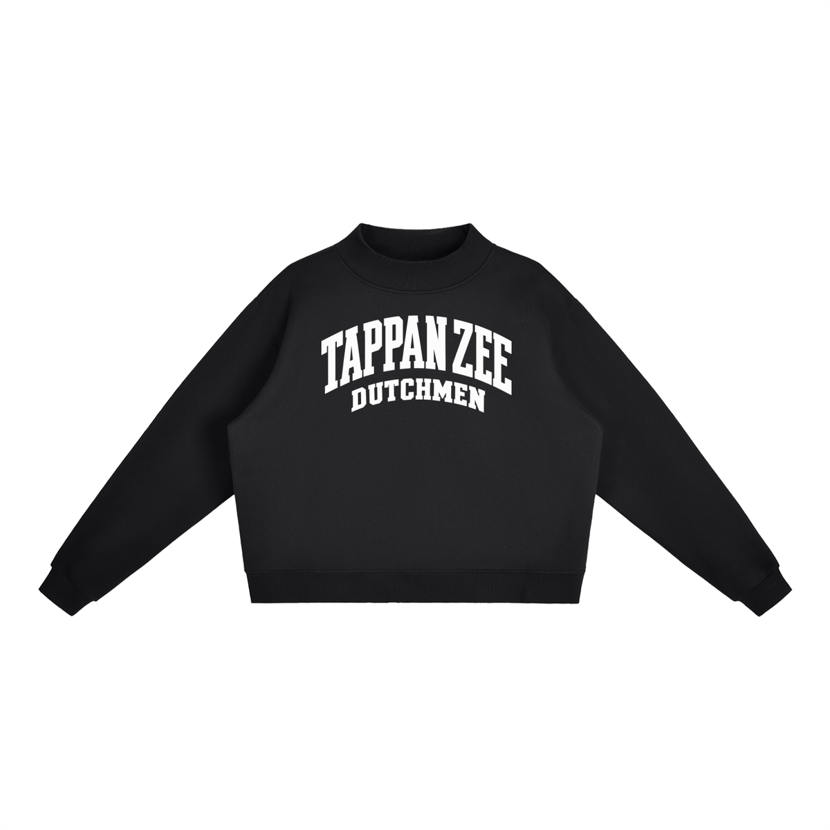 Basic 2 White Tappan Zee Essential Fleece Mock-Neck Crew Sweatshirt (printed)