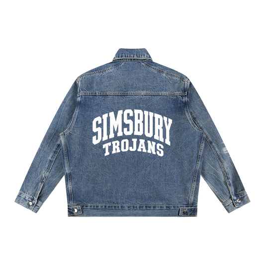 Basic 2 White Simsbury Vintage Wash Zip Up Denim Jacket