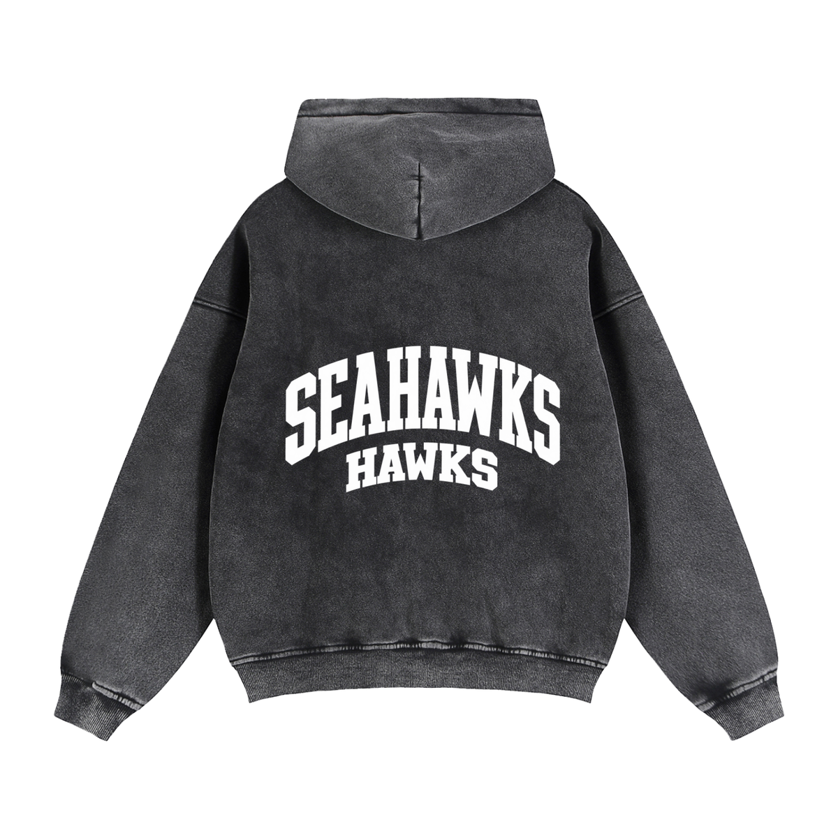 Basic 2 White Seahawks Zip-Through Boxy Fleece Hoodie