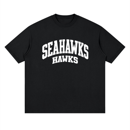 Basic 2 White Seahawks Oversized Drop Shoulder T-Shirt