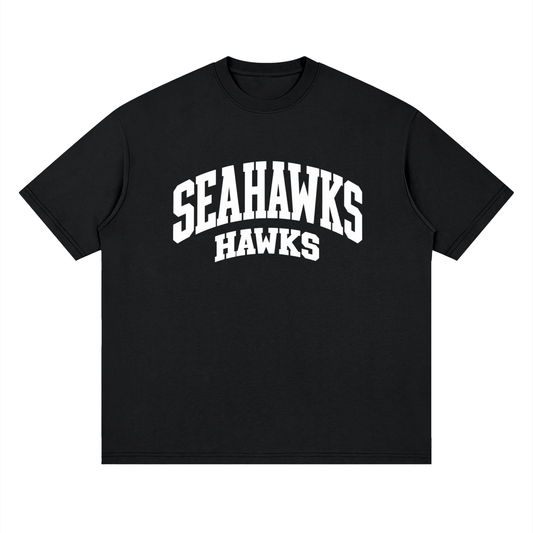 Basic 2 White Seahawks Oversized Drop Shoulder T-Shirt