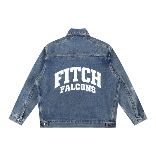 Basic 2 White Fitch Vintage Wash Zip Up Denim Jacket