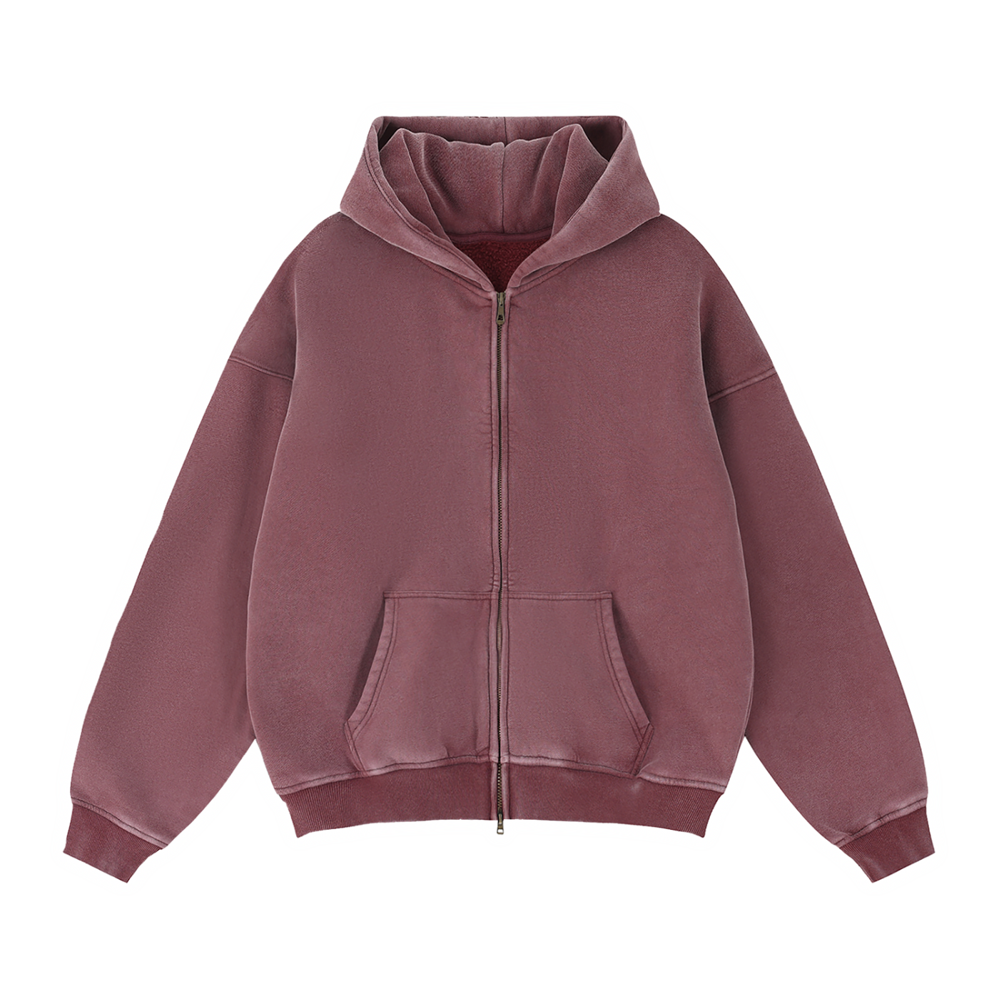 Zip-Through Boxy Fleece Hoodie