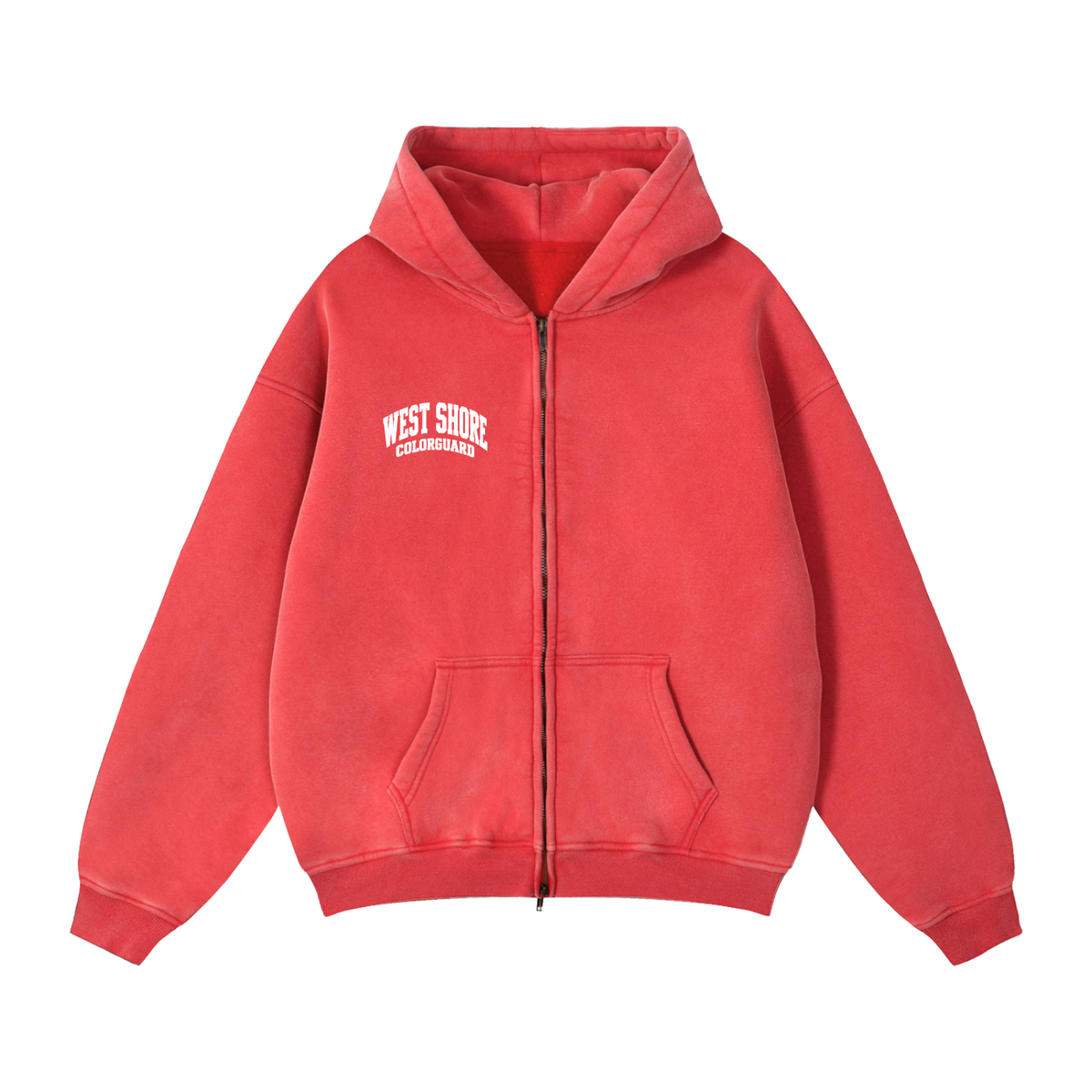Basic 2 White West Shore Zip-Through Boxy Fleece Hoodie