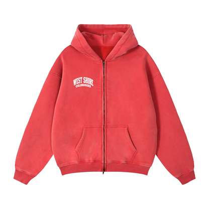 Basic 2 White West Shore Zip-Through Boxy Fleece Hoodie