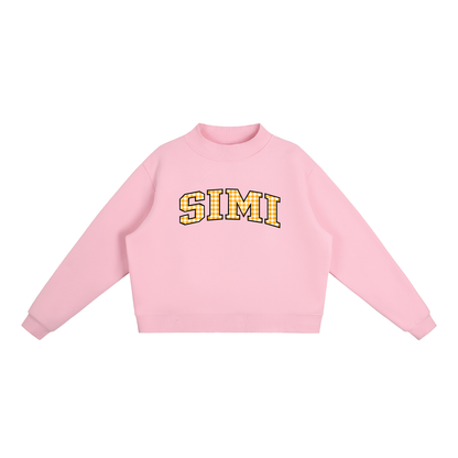 Gingham Simi Valley Essential Fleece Mock-Neck Crew Sweatshirt