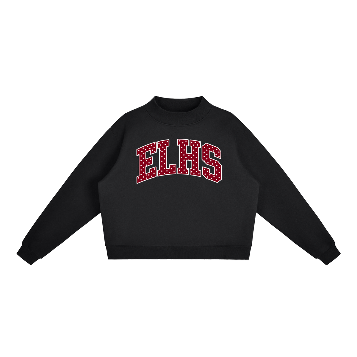 Polka Dot East Lyme Essential Fleece Mock-Neck Crew Sweatshirt (printed)