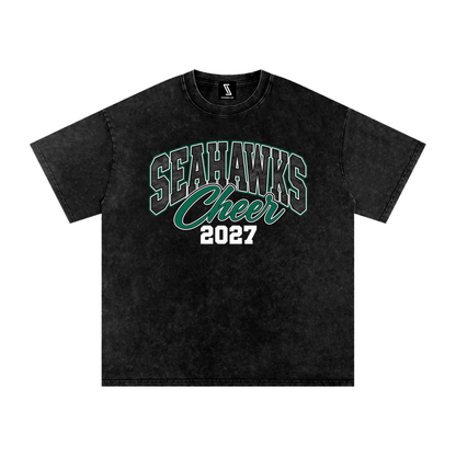 Vintage Seahawks Snow Washed Oversized Cotton T-Shirt