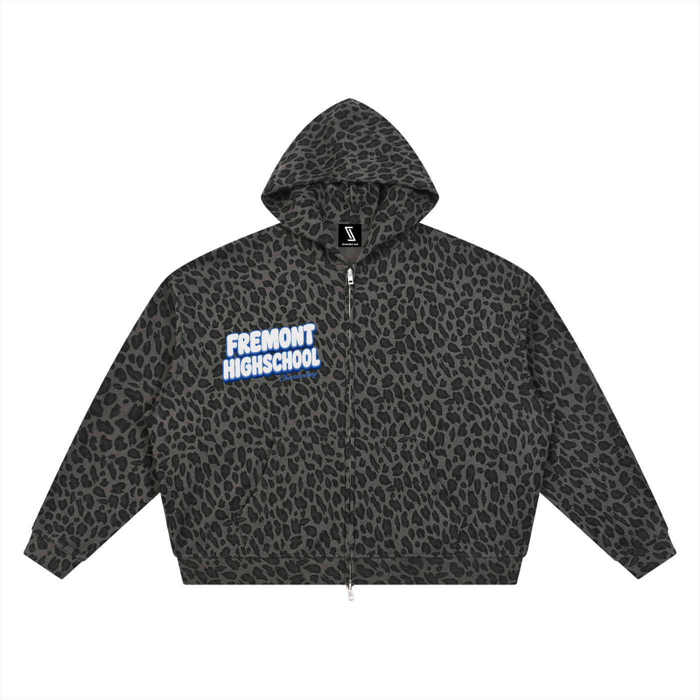 Unisex Leopard Print Waffle Full Zip Hoodie
