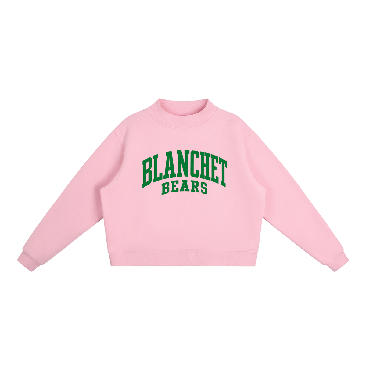 Basic 2 Blanchet Essential Fleece Mock-Neck Crew Sweatshirt (printed)