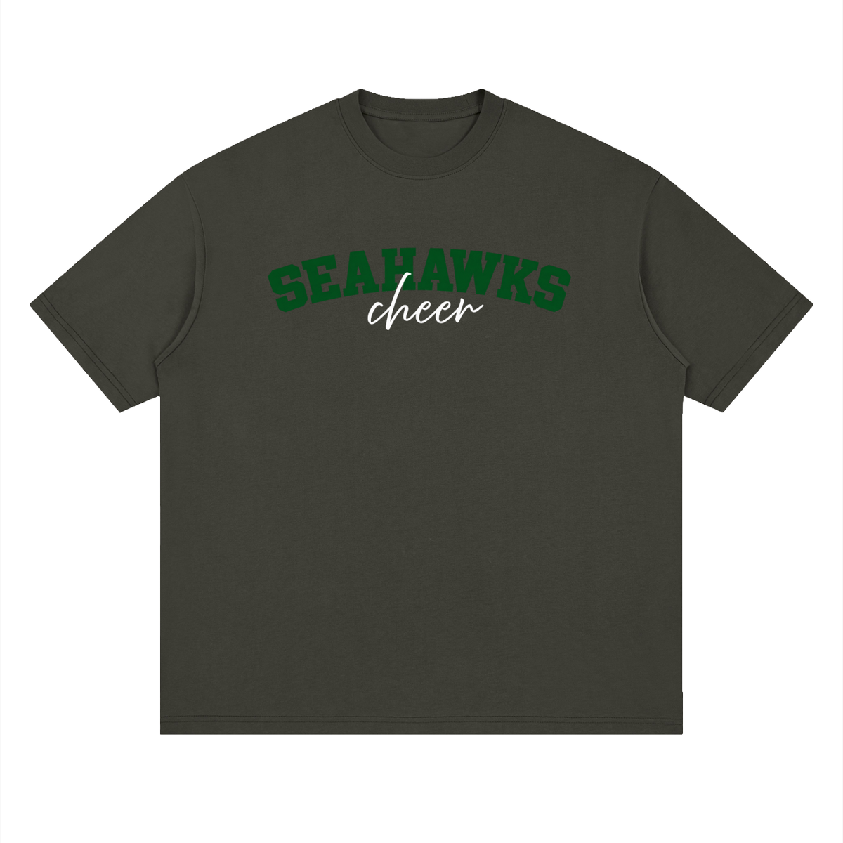 Cursive Seahawks Oversized Drop Shoulder T-Shirt