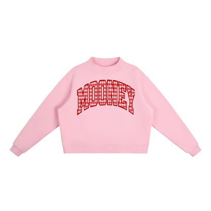 Gingham Cardinal Mooney Essential Fleece Mock-Neck Crew Sweatshirt