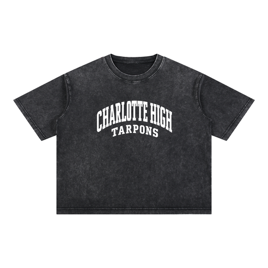 Basic 2 White Charlotte Mineral Wash Boxy Cotton T-Shirt