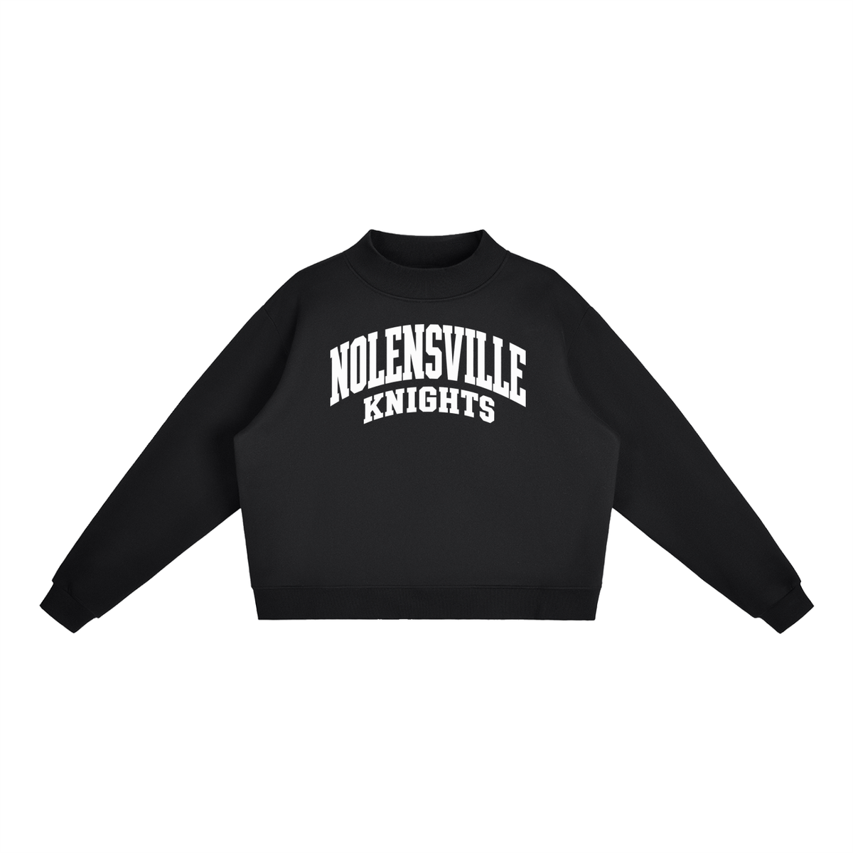 Basic 2 White Nolensville Essential Fleece Mock-Neck Crew Sweatshirt (printed)