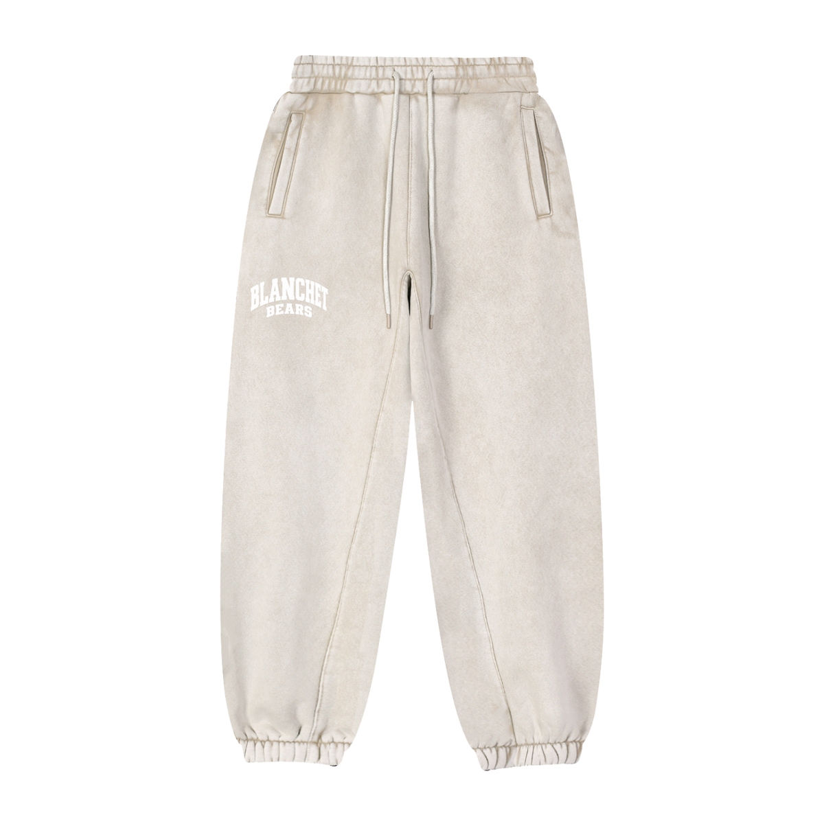 Basic 2 White Blanchet Fleeced Jogger Sweatpants