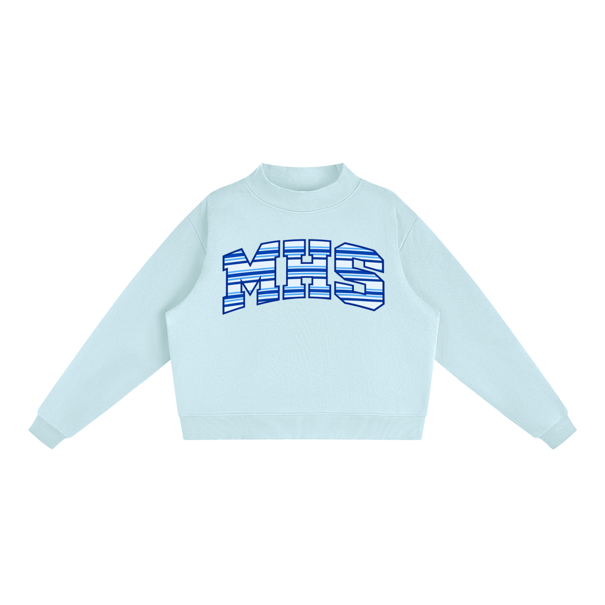 MHS Striped Essential Fleece Mock-Neck Crew Sweatshirt