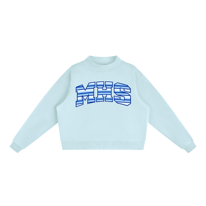 MHS Striped Essential Fleece Mock-Neck Crew Sweatshirt