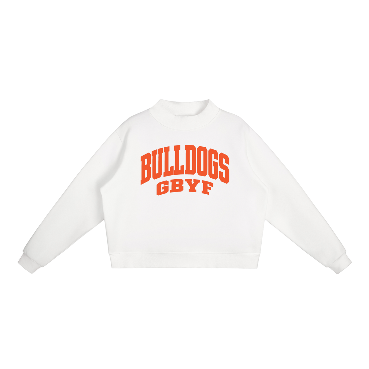 Basic 2 Green Bulldogs Essential Fleece Mock-Neck Crew Sweatshirt (printed)