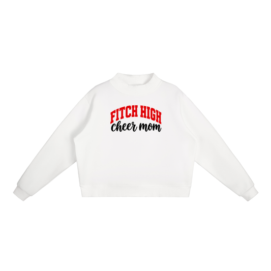 Cheer Mom Fitch Essential Fleece Mock-Neck Crew Sweatshirt (printed)