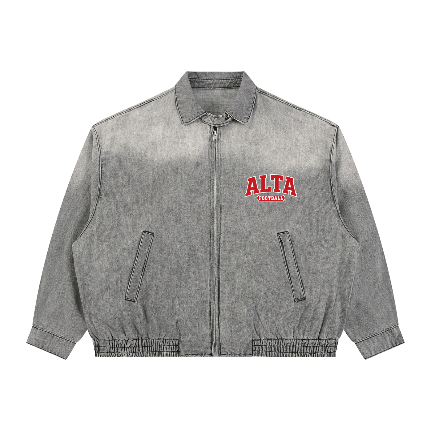 Unisex Vintage Wash Full-Zip Denim Jacket