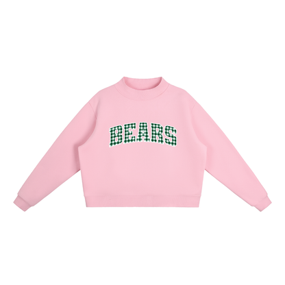Gingham Blanchet Essential Fleece Mock-Neck Crew Sweatshirt (printed)
