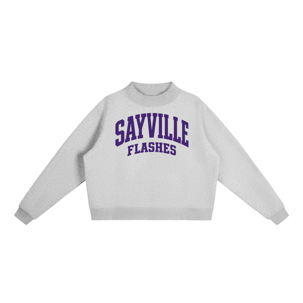 Basic 2 Sayville Essential Fleece Mock-Neck Crew Sweatshirt (printed)