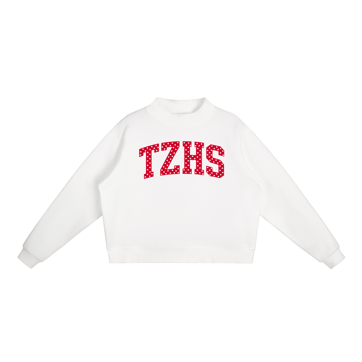 Polka Dot Tappan Zee Essential Fleece Mock-Neck Crew Sweatshirt (printed)