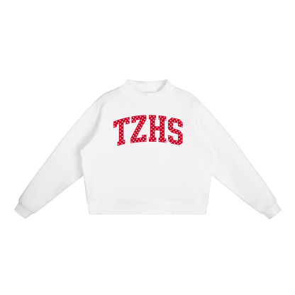 Polka Dot Tappan Zee Essential Fleece Mock-Neck Crew Sweatshirt (printed)