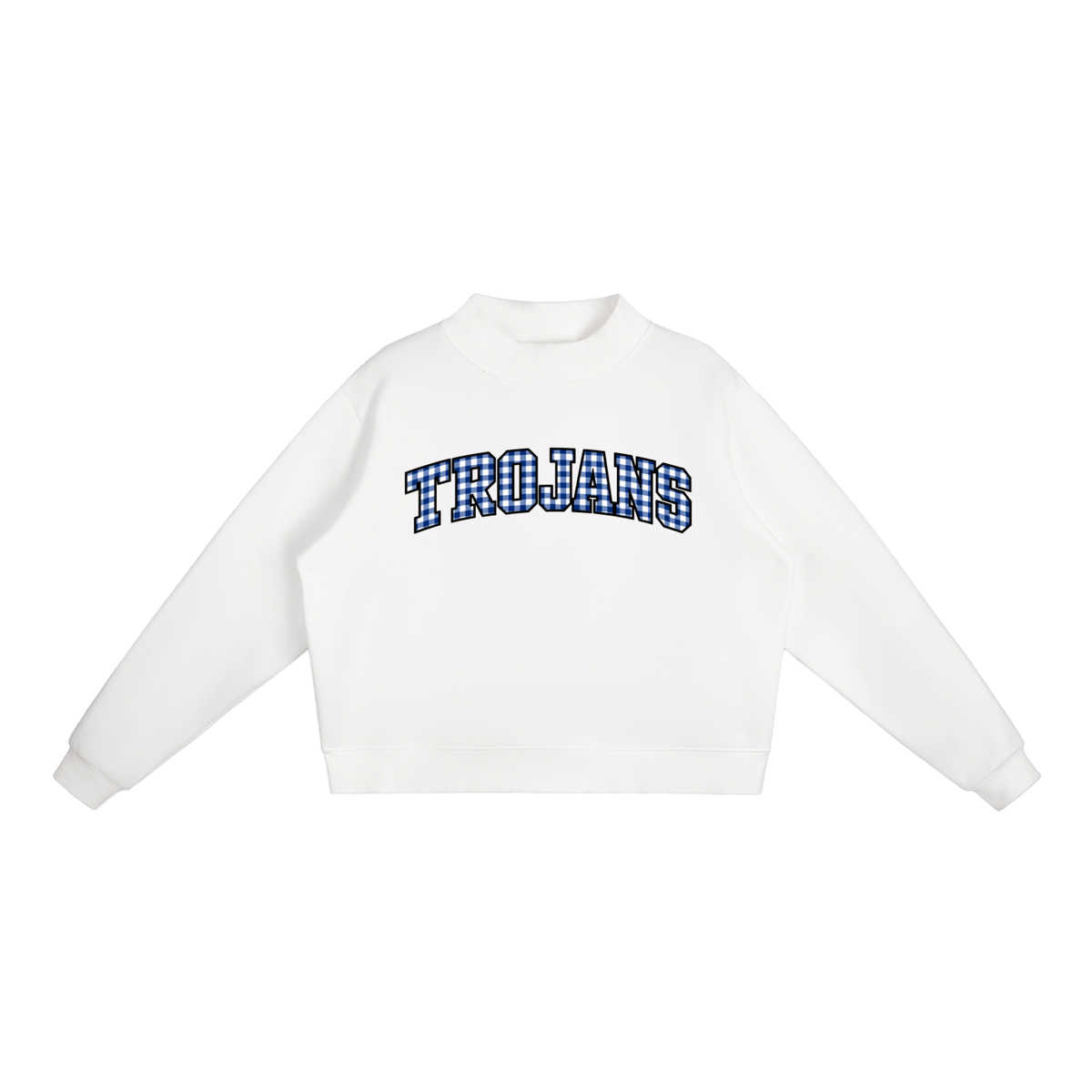 Printed Gingham Essential Fleece Mock-Neck Crew Sweatshirt