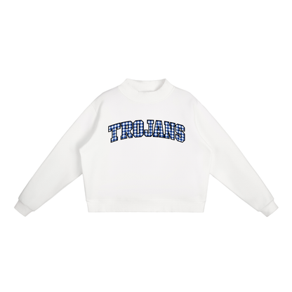 Printed Gingham Essential Fleece Mock-Neck Crew Sweatshirt