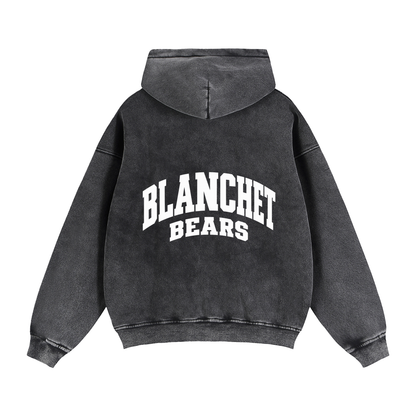 Basic 2 White Blanchet Zip-Through Boxy Fleece Hoodie