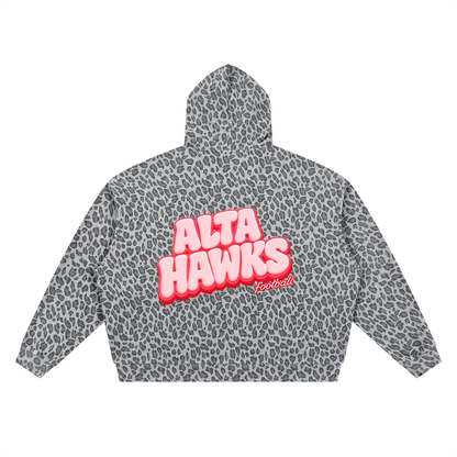 Unisex Leopard Print Waffle Full Zip Hoodie