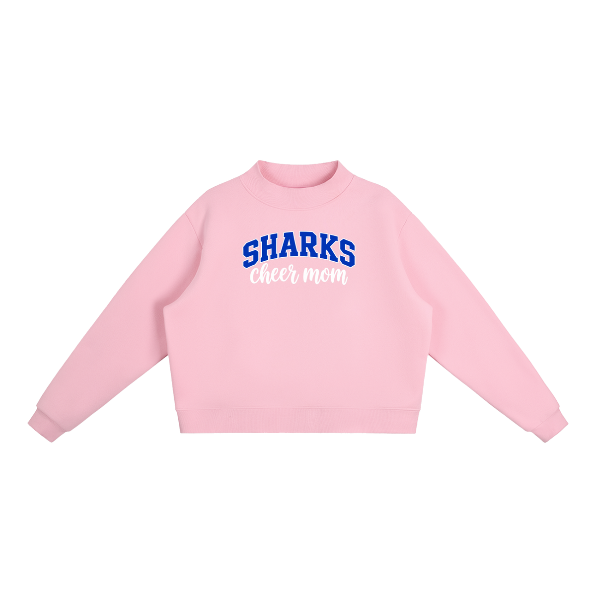 Cheer Mom Saint James Essential Fleece Mock-Neck Crew Sweatshirt (printed)