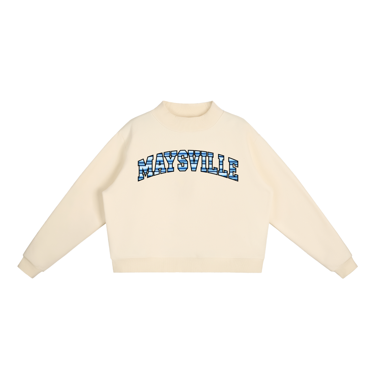 Striped Maysville Essential Fleece Mock-Neck Crew Sweatshirt