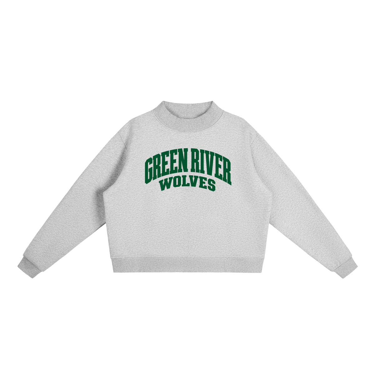 Basic 2 Green River Essential Fleece Mock-Neck Crew Sweatshirt (printed)
