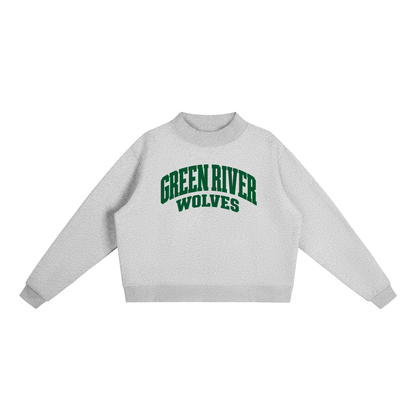 Basic 2 Green River Essential Fleece Mock-Neck Crew Sweatshirt (printed)