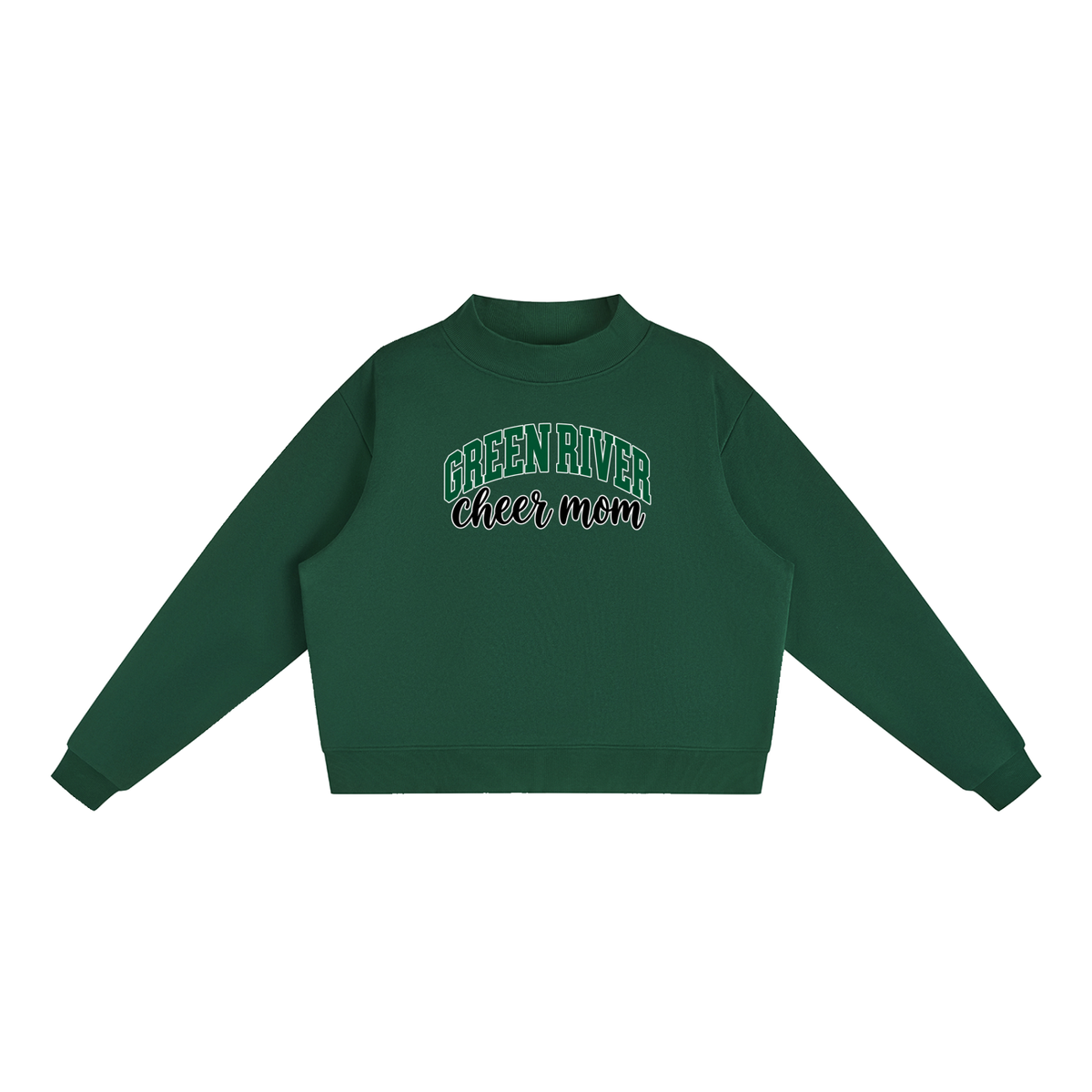 Cheer Mom Green River Essential Fleece Mock-Neck Crew Sweatshirt (printed)