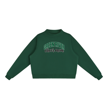 Cheer Mom Green River Essential Fleece Mock-Neck Crew Sweatshirt (printed)