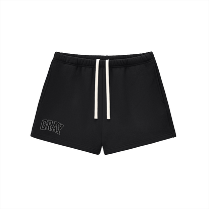 Gray Black Polka Essential Fleece Drawstring Sweatshorts