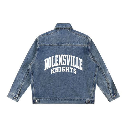 Basic 2 White Nolensville Vintage Wash Zip Up Denim Jacket